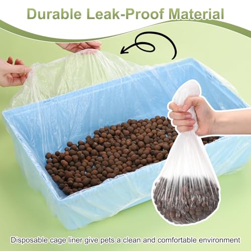 M METERXITY 50-Pack Disposable Cage Liner 35" x 24", Small Animal Clear Plastic Rabbit Bird Cage Liner Bag, Toilet Tray Replacement Universal Film ForParrot/Guinea Pig/Hamster Litter Box