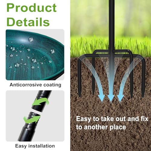 38In Freestanding Bird Bath for Outside, Detachable Birdbaths with Metal Stake, Bird Bath Feeder Bowl for Outdoors Garden Patio Yard Lawn,Sturdy Upgraded 5 Pronged Base (Green) - color: Green