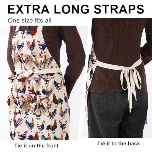 Egg Collecting Apron and Basket, 12 Pouches Chicken Egg Apron, 7 Pouches Chicken Eggs Basket, Collector Chicken Eggs - color: Flag Chicken, Full-body