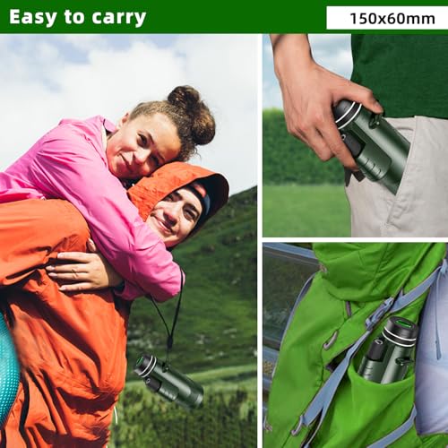 40X60 High Power Monocular Telescope with Tripod & Phone Adapter, HD Low Light Vision for Adults, Perfect for Wildlife Watching, Hiking, Camping and Sporting Events - color: Green 40