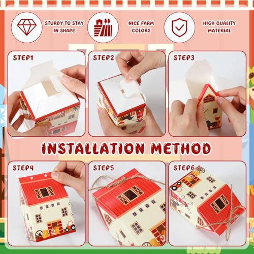 Zhanmai 48 Pcs Farm Animal Treat Boxes Candy Mini Cow Barnyard Boxes Farmhouse Paperboard Gift Bags for Holiday Party Treat Cookie Goodie Snack Gift Packaging - style: Summer Farmhouse