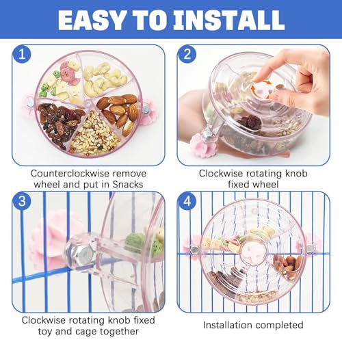 BNOSDM Bird Foraging Toy Creative Feeder Systems with Seed Food Rotating Wheel for Enrichment & Training Parrot Puzzle Toys Ideal for Small and Medium Cockatiel Parakeet Conure(Pink) - color: Pink
