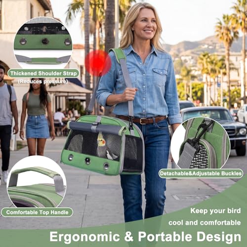 Bird Carrier, Lightweight Breathable Bird Backpack, Portable Wild Bird Carrier with Standing Perch for Parrot Travel Vet Visit (Grey)