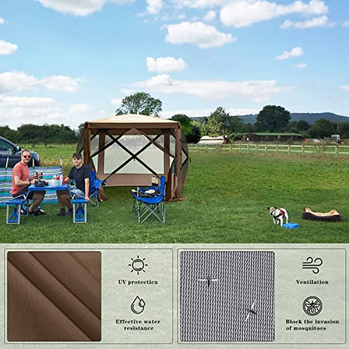 MASTERCANOPY 6x6 Portable Screen House Room Pop up Gazebo Outdoor Camping Tent with Carry Bag (6x6,Beige&Coffee) - color: Beige&Coffee, size: 6x6 ft