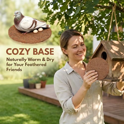 OUNONA Coconut Fiber Bird Nesting Pads 10 Pack Round Pigeon Nest Liner for Egg Laying Breeding Warm Nest Support for Parrot Chicken Bird Cage Accessories 5.90 in