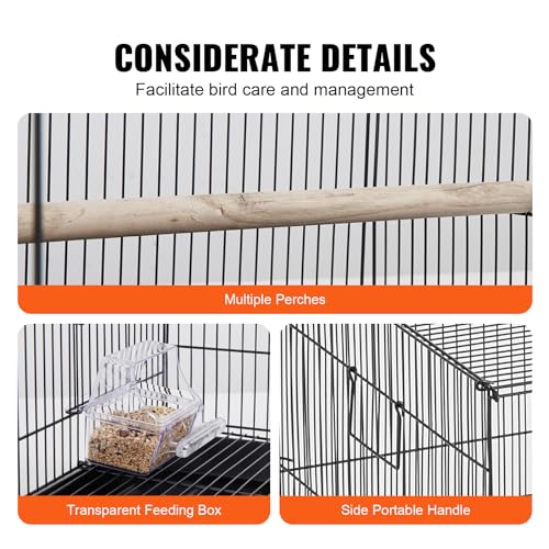 VEVOR 30 Inch Flight Bird Cage, Stackable Bird Cage Parakeet Cage with Slide-Out Tray and Handle, Small Parrots Birdcage for Cockatiels Budgies Conure Macaw Finch Lovebirds Canaries Pigeons - color: Black