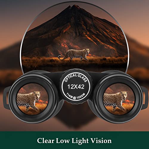 12x42 High Powered Binoculars for Adults, Phone Adapter and Tripod | BAK4 Prism, FMC Optics, Waterproof, 367ft Wide View, 18.5mm Eyepieces for Bird Watching Cruise Travel Wildlife Viewing Sports - size: 12x42