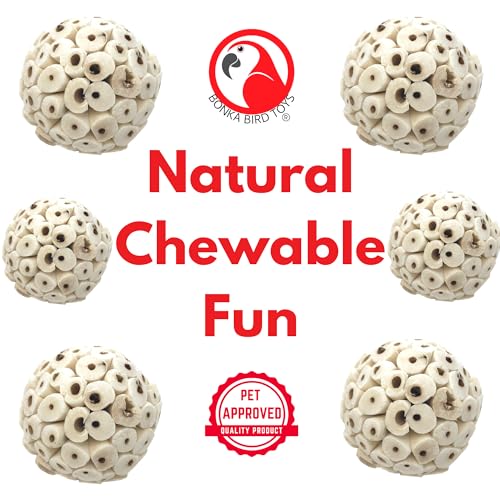 Bonka Bird Toys Mini Sola Atta Balls Foot Talon Craft Part Parrot Cage Toy Cockatiel, Conure, Caiques, and Similar Breeds (3891 Pack 6) - size: 1.5 inches