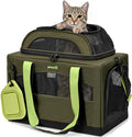 Pecute Cat Carrier,Top Expandable Dog Crate for Travel, Green | 5mm Anti-Collapse Steel Frame, Soft Mesh, Vet Visits, Foldable Travel Crate,Outdoor Hammock, Leakproof Pee Pad & Bowl - color: Green