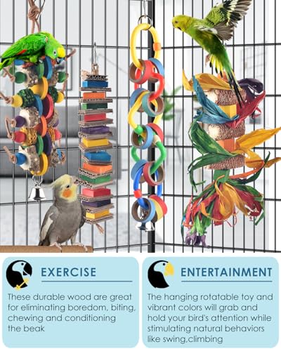 Bissap 4 PCS Bird Chew Toys, Multicolored Bagel Cascade Bird Parrot Toy Biting Paper Cardboard Olympic Rings Conures Toys for Amazon Cockatiels Cockatoos Macaws and Similar Sized Pet Birds - size: 4 PCS