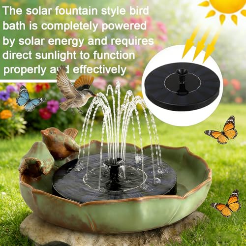 Solar Hummingbird Fountain,Ceramic Birdbath Bowl Water for Outdoor, Solar Powered Ground Bird Feeders and birdbath for Outdoors, Tabletop, Deck, Balcony Patio, Lawn,Yard Garden Decor - style: birdbathwithfundation