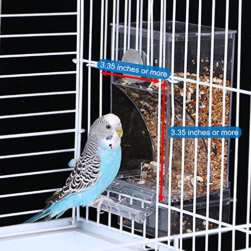 Hamiledyi Automatic Parrot Feeder for Lovebirds, Transparent Seed Container, Acrylic Cage Accessories, No Mess Food Dispenser for Small and Medium Birds - color: Transparent + Ball
