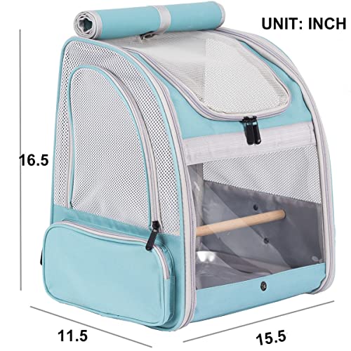 Bird Backpack Carrier with Stand Perch, Bird Travel Backpack for Hiking, Airline Approved Green Bird Backpack - color: Green