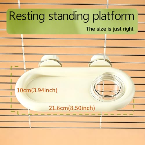 Bird Feeding Platform,bird feeder for cage,Parrot Rest Station with Food Bowl, Parrot Cage Perch,bird perches for Cages,Platform with Feeding Bowl for Parakeets and Small Birds cage Accessories(White)