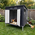 KEIKI Outdoor Galvanized Metal Chicken Coop Raised Base Pull Out Tray Grey | Outdoor galvanized chicken coop with raised base and pull out trays. Weatherproof poultry cage for backyard hen duck housing.