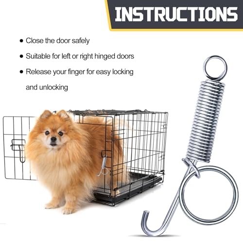24pcs Silver Metal Finger Spring Hook Lock Spring Latch for Stabilized Bird，Cat， Hamster， Rabbit，Dog，Parrot，Hedgehog Pet Wire Cage Door (Silver)