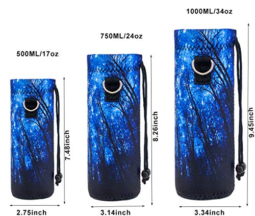 Neoprene 500ML/750ML/1000ML Water Bottle Bag Carrier, Portable Insulated Bottle Sling Holder Case Pouch with Adjustable Shoulder Strap for Men Women Walking Hiking Running - color: Forest, size: 750ML
