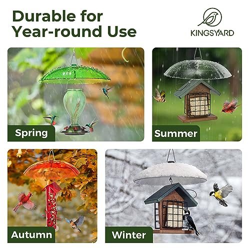 Kingsyard Weather Squirrel Baffle for Bird Feeder Hanging, Rain Guard Cover | 11.5 in, Made of Sturdy Plastic, Metal Hook, Ready to Use, Fits Most Feeders Outdoors, Weatherproof, Easy to Clean, Clear - color: Clear