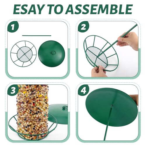 Suet Feeder Cylinder Bird Feeder S-6-2 Seed Cake Feeders Green Metal Feeders for Hanging Garden Backyard Outdoors Wild Birdfeeding