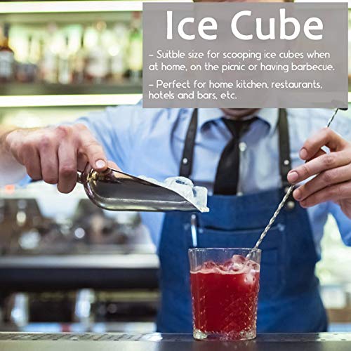 E-far 6 Ounce Ice Scoop Set of 2, Small Stainless Steel Scoops for Ice Cube/Candy/Flour/Sugar, Metal Utility Scoops for Canisters, Baking, Kitchen Pantry, Rust Free & Dishwasher Safe - color: Silver