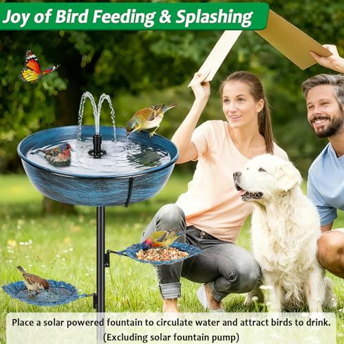 Metal Outdoor Bird Bath, Rust-Proof Removable Bowl for Garden Decor Blue | Freestanding Birdbath & Birdfeeder with Heavy-Duty Base, Bird Bowl for Lawn Patio Yard Bird Feeding Decor, Easy to Install - color: Blue