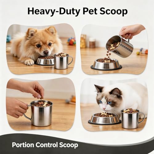 1.5 Cup Dog Food Scoop, Dog Food Scooper, 350ml Pet Food Measuring Cup with Handle, Suitable for Dry Food & Treats for Dogs Cats Birds Rabbits