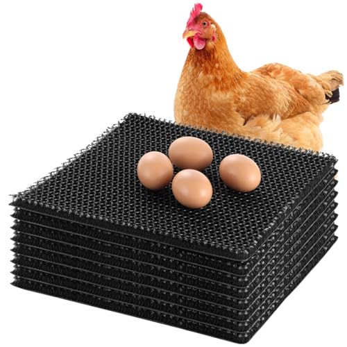 8 Pcs Chicken Nesting Box Pads, 11.8 in Washable Nesting Pads, Plastic Chicken Nesting Box Pads with Elastic Mesh Structure, Include 4 Wooden Eggs for Chicken Coop
