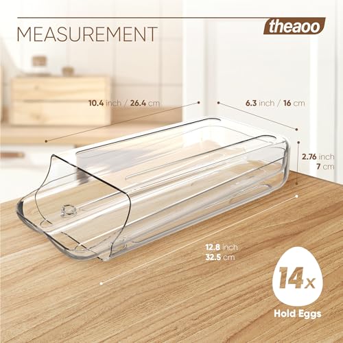 theaoo Egg Holder for Fridge, Automatic Rolling Egg Container, Clear, 1Pack | Quick Removable Inner Tray For Easy Egg Loading. Stackable Egg Dispenser For Refrigerator Storage and Organization - color: Clear, size: Pack of 1