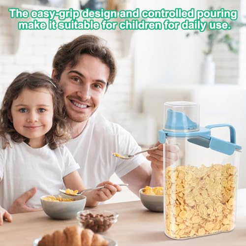 TBMax 2 Pack Rice Container Cereal Storage Container 3.2 Quarts, Kitchen Pantry Dry Food Storage Holder with Easy-Pouring Spout & Handy Cup, Small Pet Dog Cat Food Dispenser for Daily Feeding - color: Beige&Blue 3.2+3.2Qt