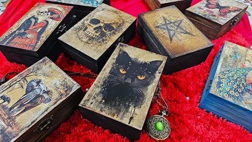 RK Collections Gothic Celestial Black Magic Wooden Boxes (Black Cat) - style: Black Cat