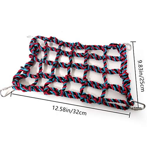 Litewoo Bird Rope Climbing Net Swing Grid Hammock for Parrot Rat Cage, M | Nylon chew-safe material, 9.84 x 12.6in, sturdy, for parrots/hamsters/chinchillas/ferrets, promotes climbing & nail trimming - color: M: 9.84 x 12.60inch/ 25 x 32cm