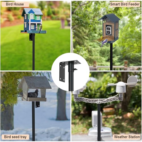 ERYTLLY 2-Hooks Bird House Pole Stand Kit 80 Inch Multi Feeders, Bird Bath, Feeder Tray - Heavy Duty Bluebird Feeder Support Rod Mount Set for Outdoor - size: 80 in with 2 Hooks and Feeders Kit