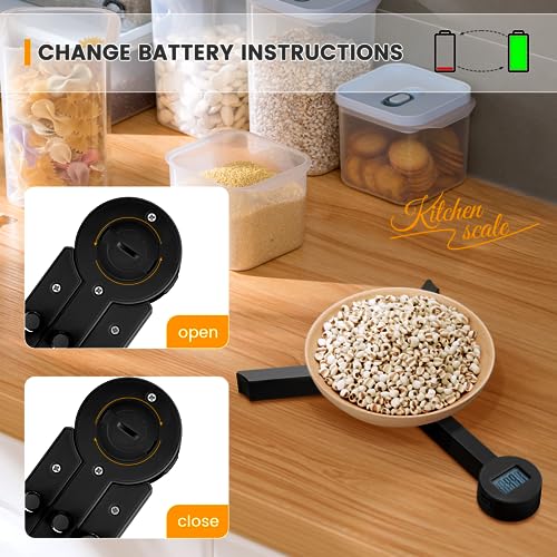 Folding Digital Kitchen Scale, Highly Accurate Compact Portable Food Scale with LCD Display, Auto Power Off and Tare Features, for Measuring Intake of Healthy Eating People (Black)