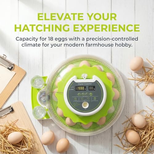 18 Eggs Professional Egg Incubator - Automatic Turning, Precise Temperature & Humidity Control, Egg Candling, 360 - Degree View, Ideal for Farms and Laboratories