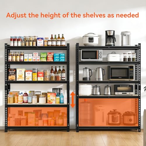 5 Tier Garage Shelving, Adjustable Heavy Duty Garage Shelves | 72 "H Metal Storage Shelves Unit for Basement,Warehouse,Pantry Kitchen - size: 72*40*18