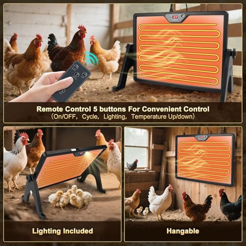 Smart 180W Chicken Coop Heater with Remote Control – Low Energy Consumption, Dual-Mode Heating for Winter Poultry & Small Pets