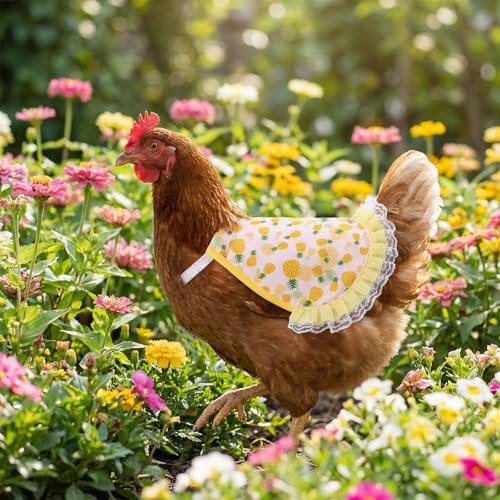 6Pcs Adjustable Chicken Saddles Breathable Hen Feather Protection Aprons | Breathable canvas fabric,adjustable elastic straps,full feather protection,fit small medium hens,smooth scratch-proof edges - color: Sweet Fruit