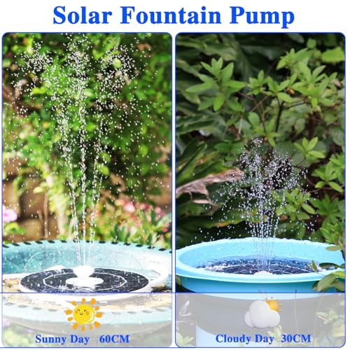 AISITIN 6.5W Solar Fountain with Lights & Battery Backup 3000mAh & 8 Nozzle | Color Changing LED Lights, 3 Anti-Drift Fixed Bracket, Solar Bird Bath Fountain for Garden, Fish Tank, Small Pond and Yard