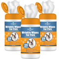 NOVEHA 5”x7” Large Dog Wipes | Wipes for Bulldog, French Bulldog, Pug, English Bulldog | Deodorizing, for Multiple Areas Removes Dirt, Wrinkles, Folds, Tear Stain, Tail Pocket & Paws (3PK-120 Counts) - size: 360 Wrinkle Wipes