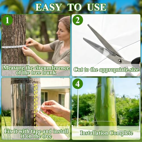 79" x 16" Squirrel Baffle for Tree Trunk Plastic Tree Trunk Protector | with 10 Cable Tie and Tape to Protect Damaged Bark, Easy Install Reusable