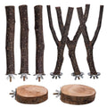 8PCS Bird Perches Set Natural Apple Wood Bird Cage Accessories Wooden Parrot Stand Hardwood Branches for Parakeets, Budgies, Cockatiels Small Bird Habitat Gym, Climbing Stand & Safe Chew Toys