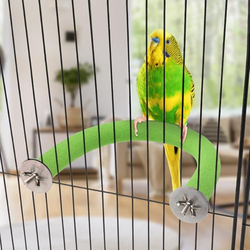Rypet U-Shaped Parrot Perch, Quartz Bird Perch for Cage(Green S) | Safe Chew & Rest Perch for Large Birds, Durable Non-Toxic Cage Accessory, for Parakeets Cockatiels Conures Macaws - color: Green, size: Small