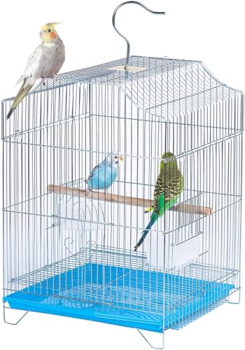 Small Bird Cage, Lightweight Foldable Hanging Cage with Removable Tray | Easy to carry and clean, ideal for travel, outings and vet visits with parakeets, canaries, lovebirds and finches. - size: 13.0"L x 11.8"W x 17.7"H