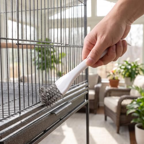 FOMIYES 5pcs Bird Cage Cleaning Tool, Wire Brush with Integrated Scraper for Tough Stains, Scrubber for Aviary, Hamster Cages, and Small Animal Crates