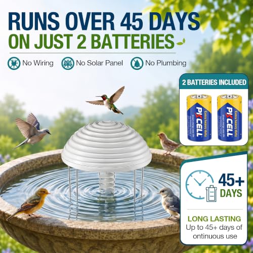 Bird Bath Water Circulator with 2 D-Cell Batteries, Quiet Waterproof Bird Bath Agitator, Birdbath Bubbler Keeps Water Moving & Attracts Birds for Outdoor Patio Garden(Spiral Paddle) - style: Spiral Paddle