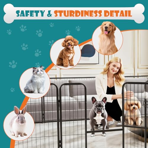 NEWBULIG Dog Playpen Indoor 8 Panels 32 Inch, Outdoor Metal Dog Fence Pen | Heavy Duty Metal Exercise Pen, Foldable Portable, RV Camping, Yard Garden, Small Medium Dogs Pet Pen - color: Black, size: 32IN