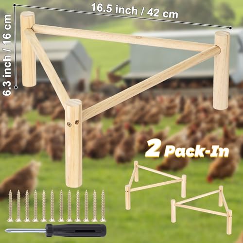 Chicken Perch for Coop & Brooder, Pine Wooden Chicken Roosting Bars (2 PCS) | Chicken Toys for Coop Accessories, Triangular Chick Perch for Parrots Birds, Natural Poultry Stand, Chicken Nesting Support - size: 2 Pcs