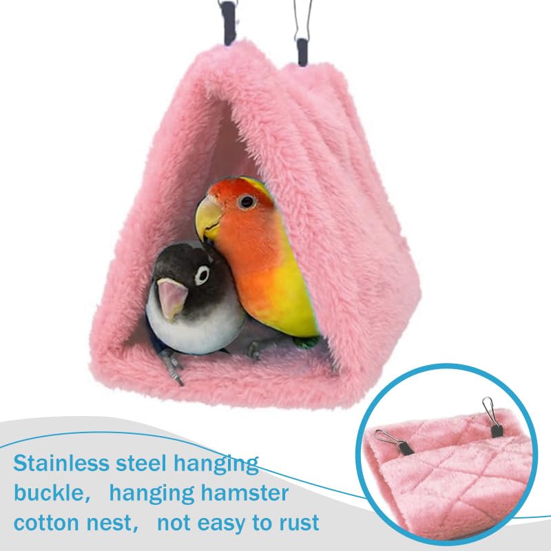 Bird Nest Snuggle Hut Soft Plush Hammock Hanging Cage Tent for Birds Parrot Winter Warm Bed Pet Toy for Hamster Parrot Macaw Budgies Eclectus Parakeet Cockatiels Cockatoo Lovebird (Pink) - color: Pink