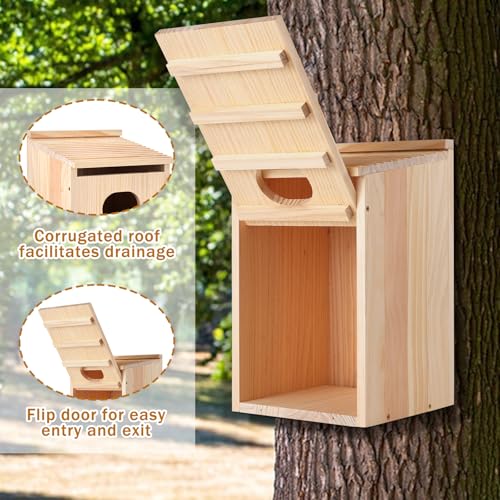 Pine Wood Duck House 17x10x10 Inches Outside Wood Shelter and Nesting Box for Hooded Mergansers and Wetland Ducks