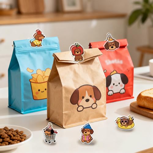 MAYJOYDIY 24Pcs 12 Styles Dachshund Animal Acrylic Chip Clips Dog with Apple Party Hat Heart Sunglasses Bag Sealer Sealing Closures Cute Duck Float Scarf Bag Clips for Food Storage Airtight Seal Grip - style: Dog